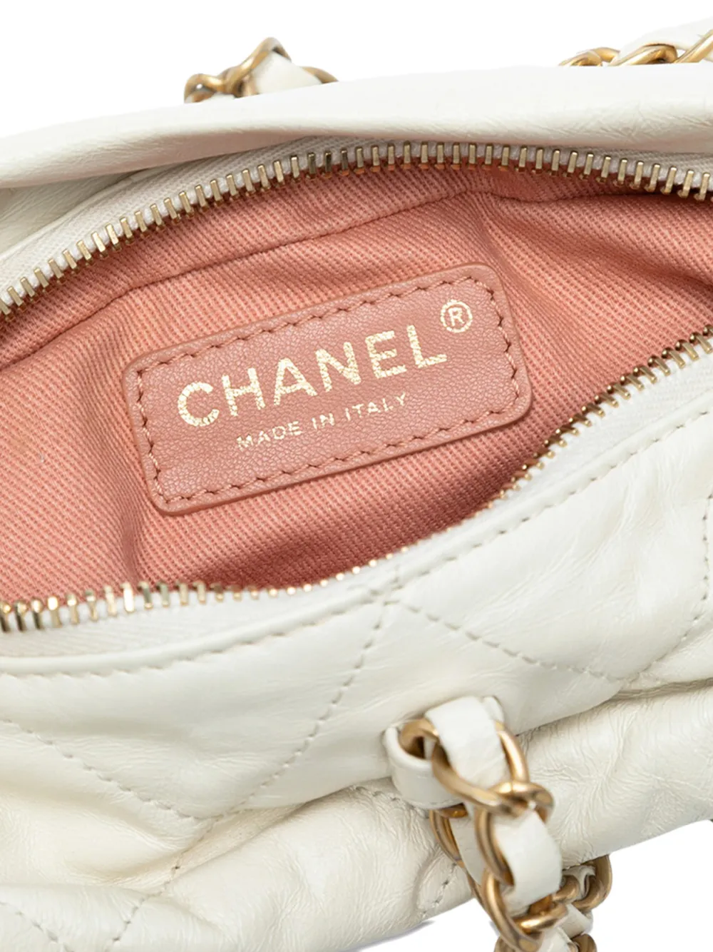 Pre-owned Chanel 2012 Quilted Calfskin Midnight Swim Baluchon Bag Shoulder Bag In White