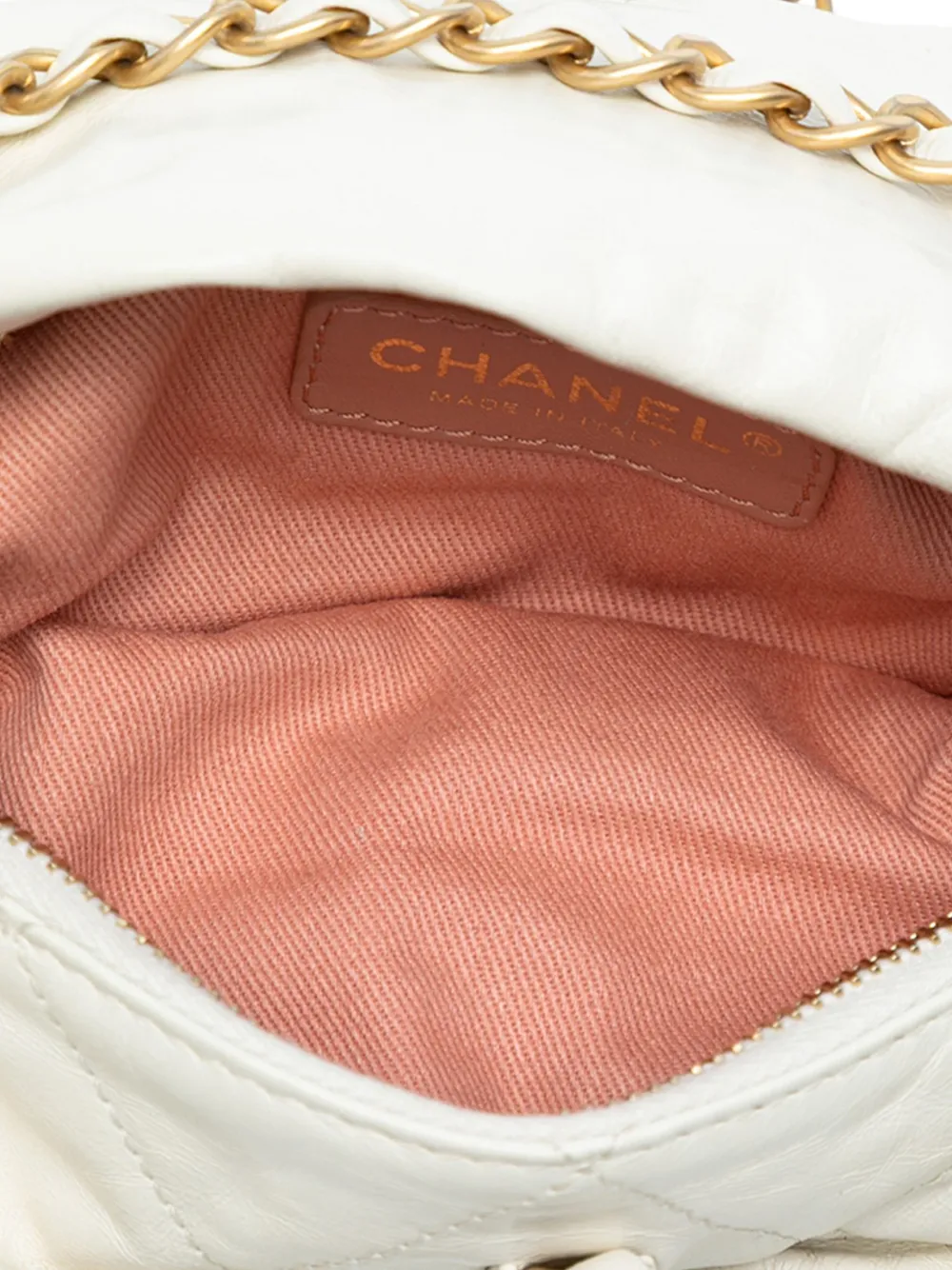 Pre-owned Chanel 2012 Quilted Calfskin Midnight Swim Baluchon Bag Shoulder Bag In White