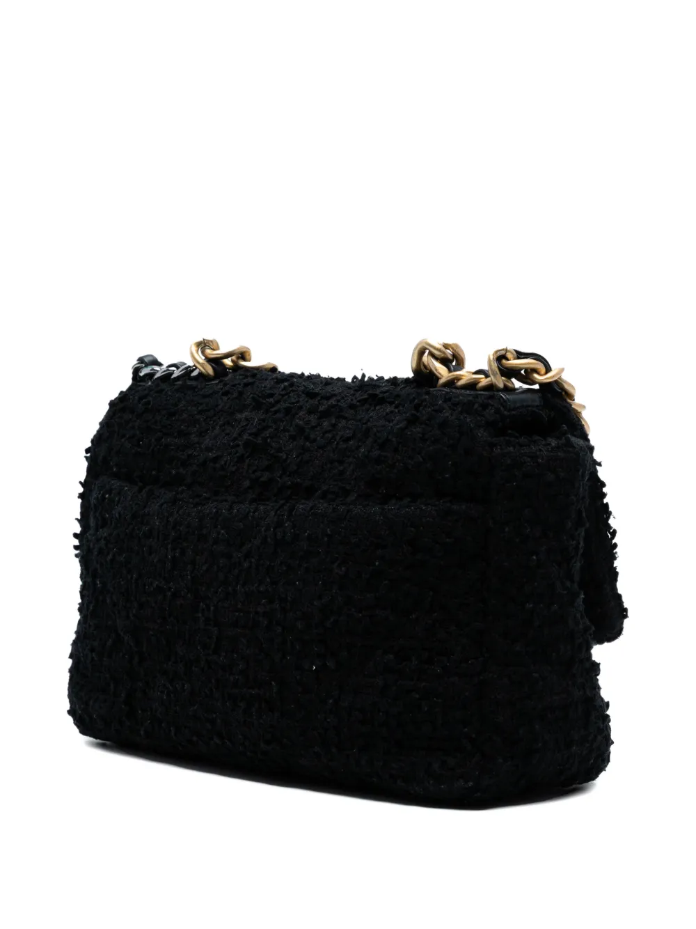 CHANEL Pre-owned 2020 Medium Tweed 19 Flap Satchel In Black