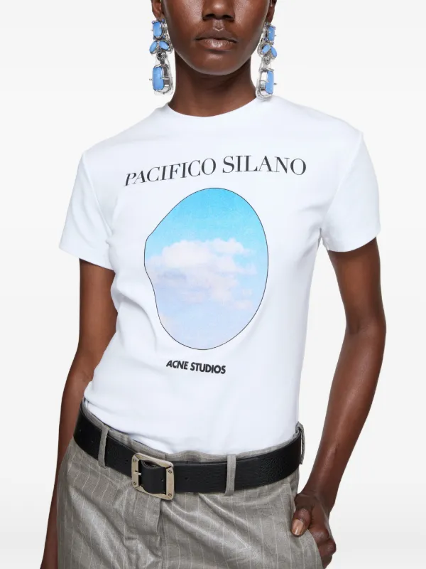 Acne Studios Fitted Graphic T-shirt in Blue