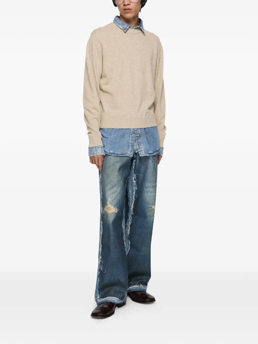 Acne Studios Layered V-neck Sweater - Neutrals 