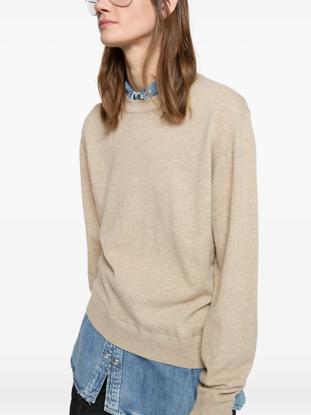 Acne Studios Gelaagde trui met V-hals Beige