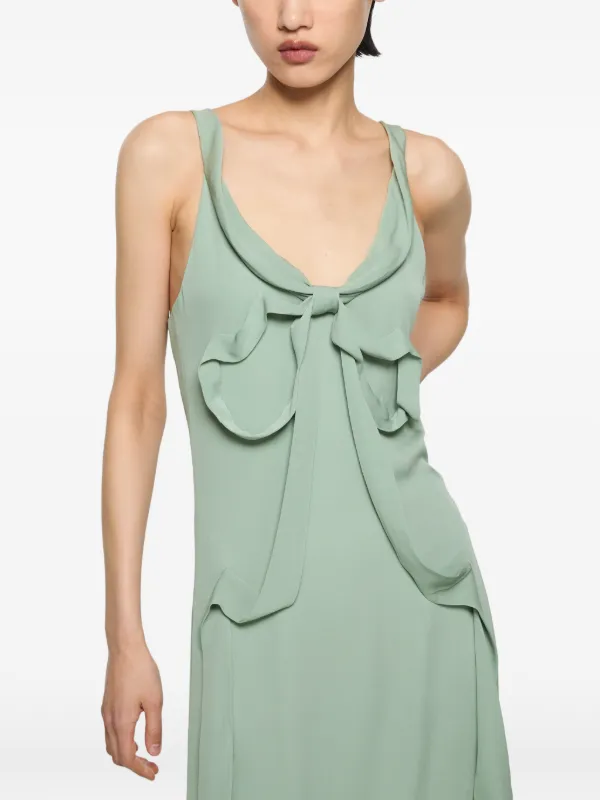 Acne Studios bow-detail Silk Midi Dress | Green | FARFETCH SK