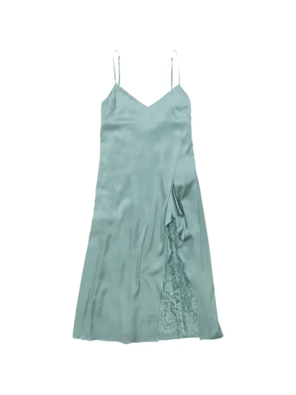 Acne Studios Satin Slip Dress in Green