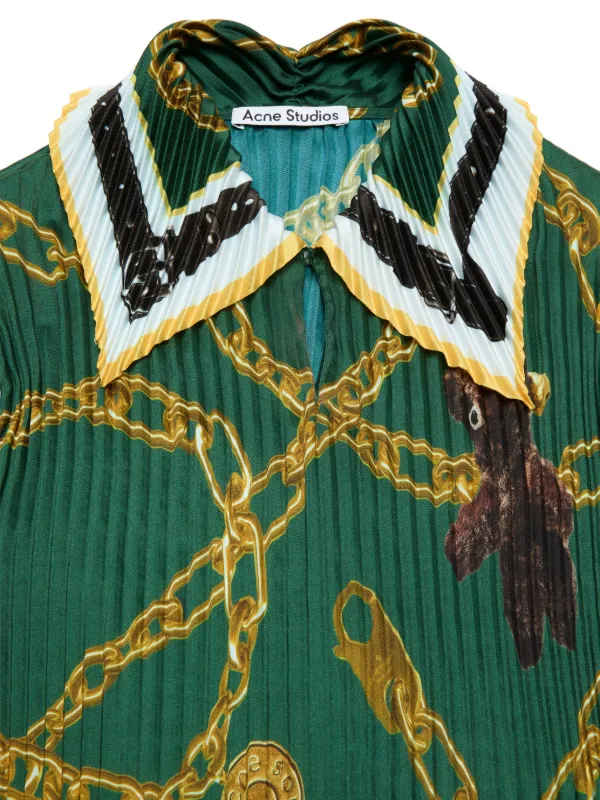 Acne Studios チェーンプリント ポロシャツ | グリーン | FARFETCH JP