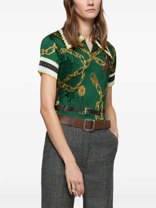 ACNE - Acne Studios ポロシャツ Acne Studios チェーンプリント ポロシャツ | グリーン | FARFETCH JP
