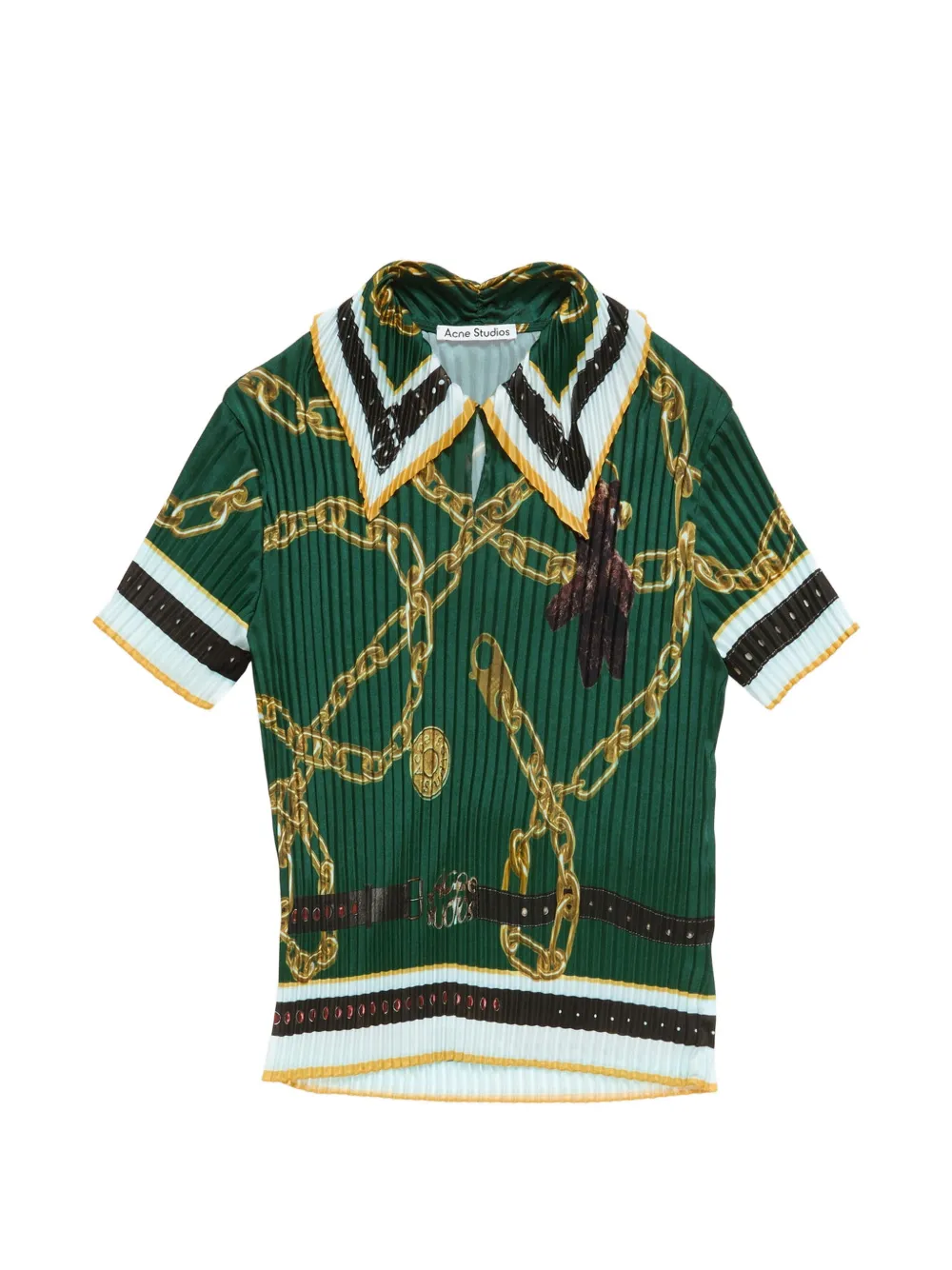 Acne Studios chain-print collared polo top - Verde