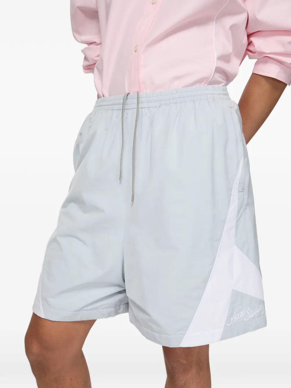 Acne Studios Shorts van biologisch katoen met vlakken Blauw