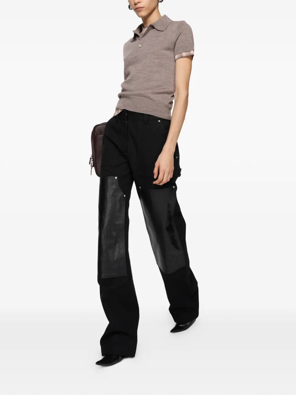  Acne Studios Leather-patch Trousers - Black 