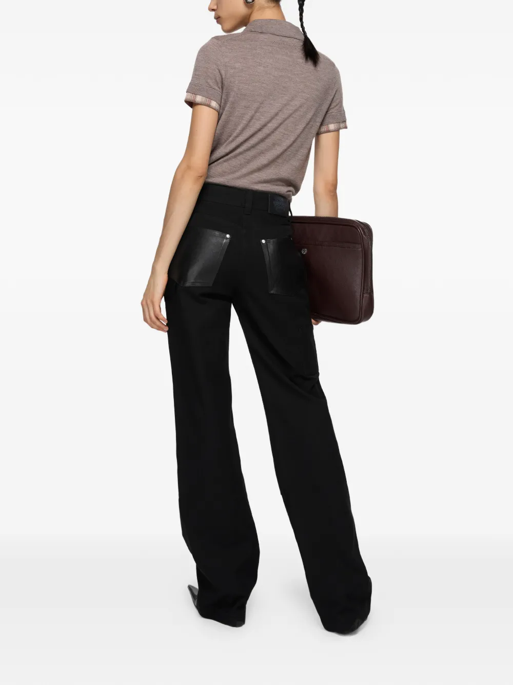  Acne Studios Leather-patch Trousers - Black 