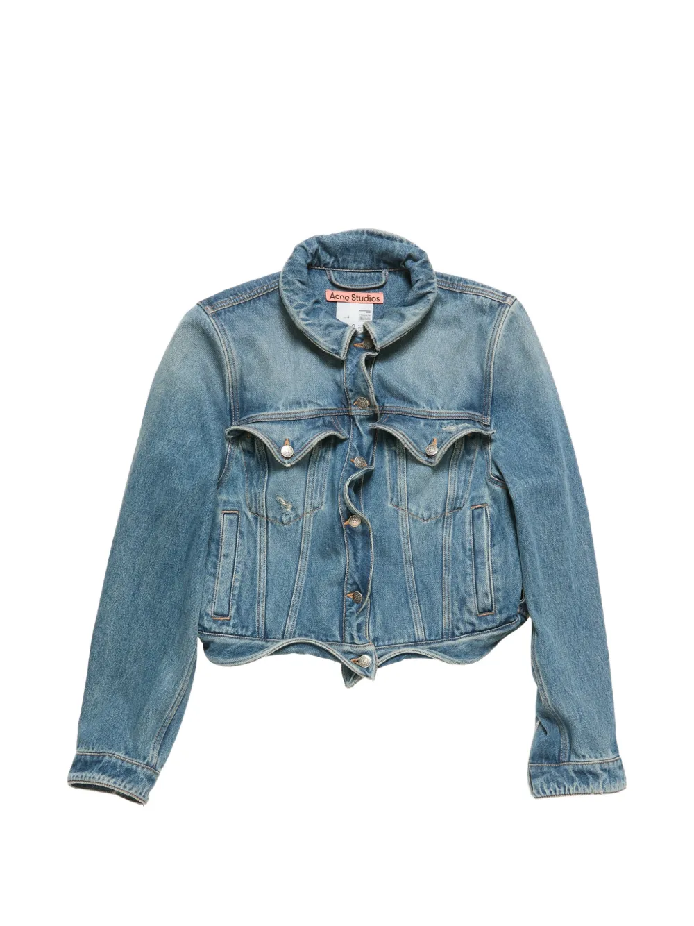 Acne Studios wavy-construction buttoned denim jacket - Blu