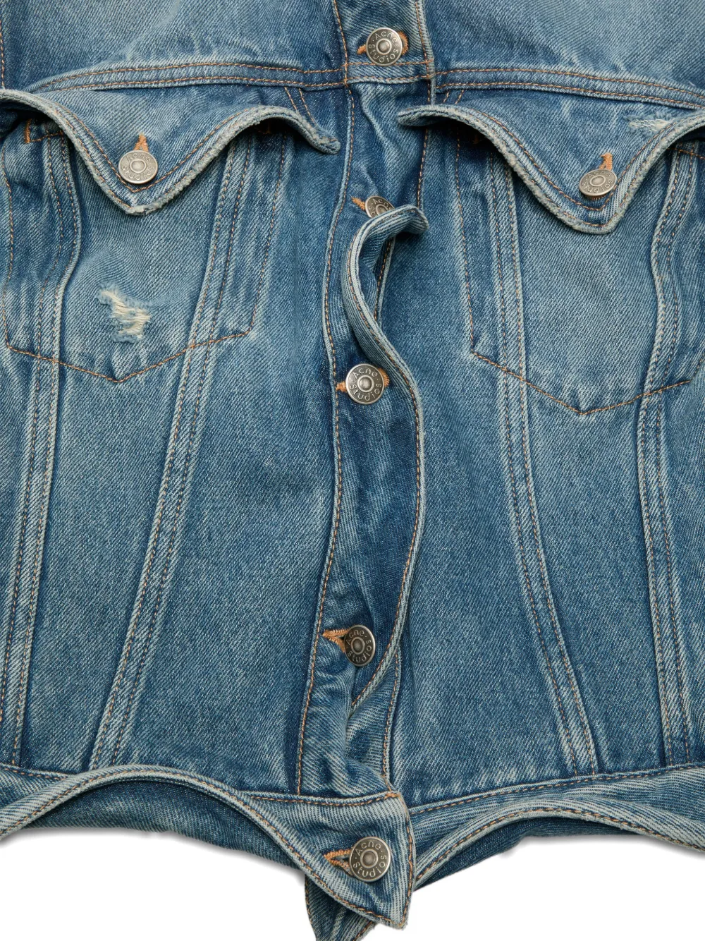 Acne Studios Denim jack met knopen en gewelfde constructie Blauw