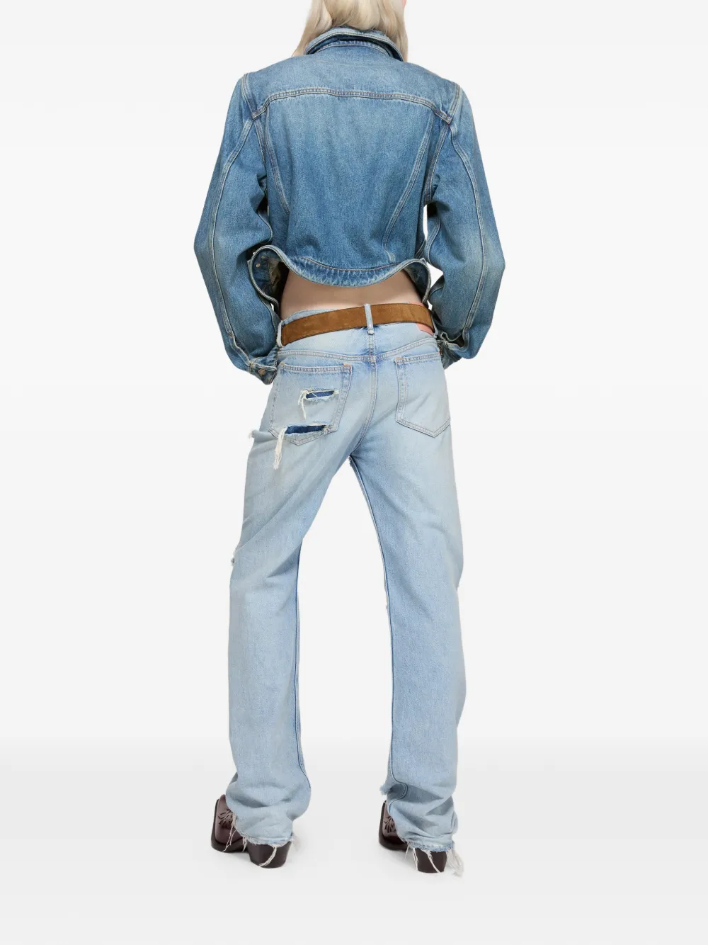 Acne Studios Denim jack met knopen en gewelfde constructie Blauw
