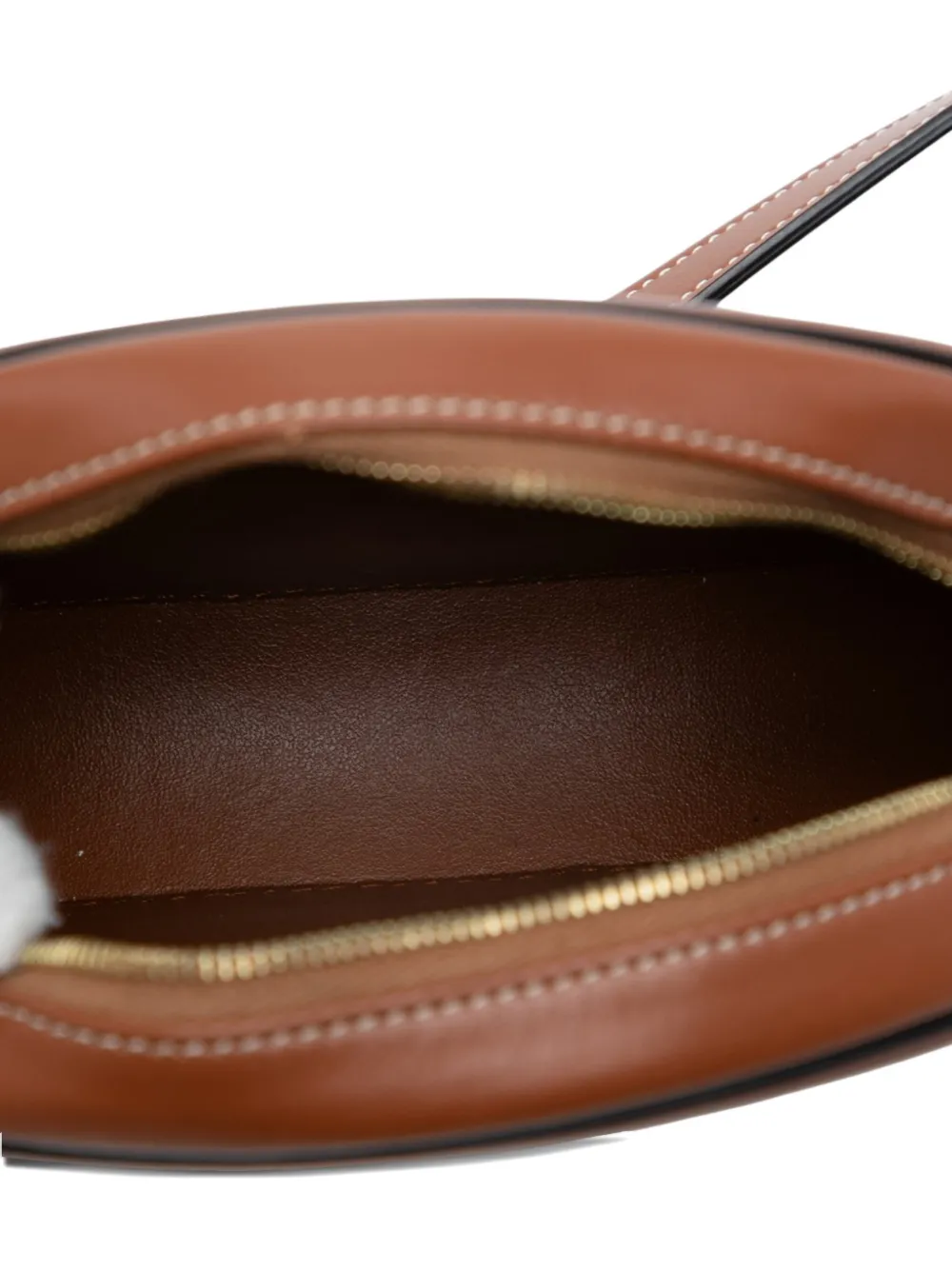 Pre-owned Celine 2022 Small Houndstooth Canvas And Calfskin Cuir Triomphe Oval Crossbody Bag In Brown