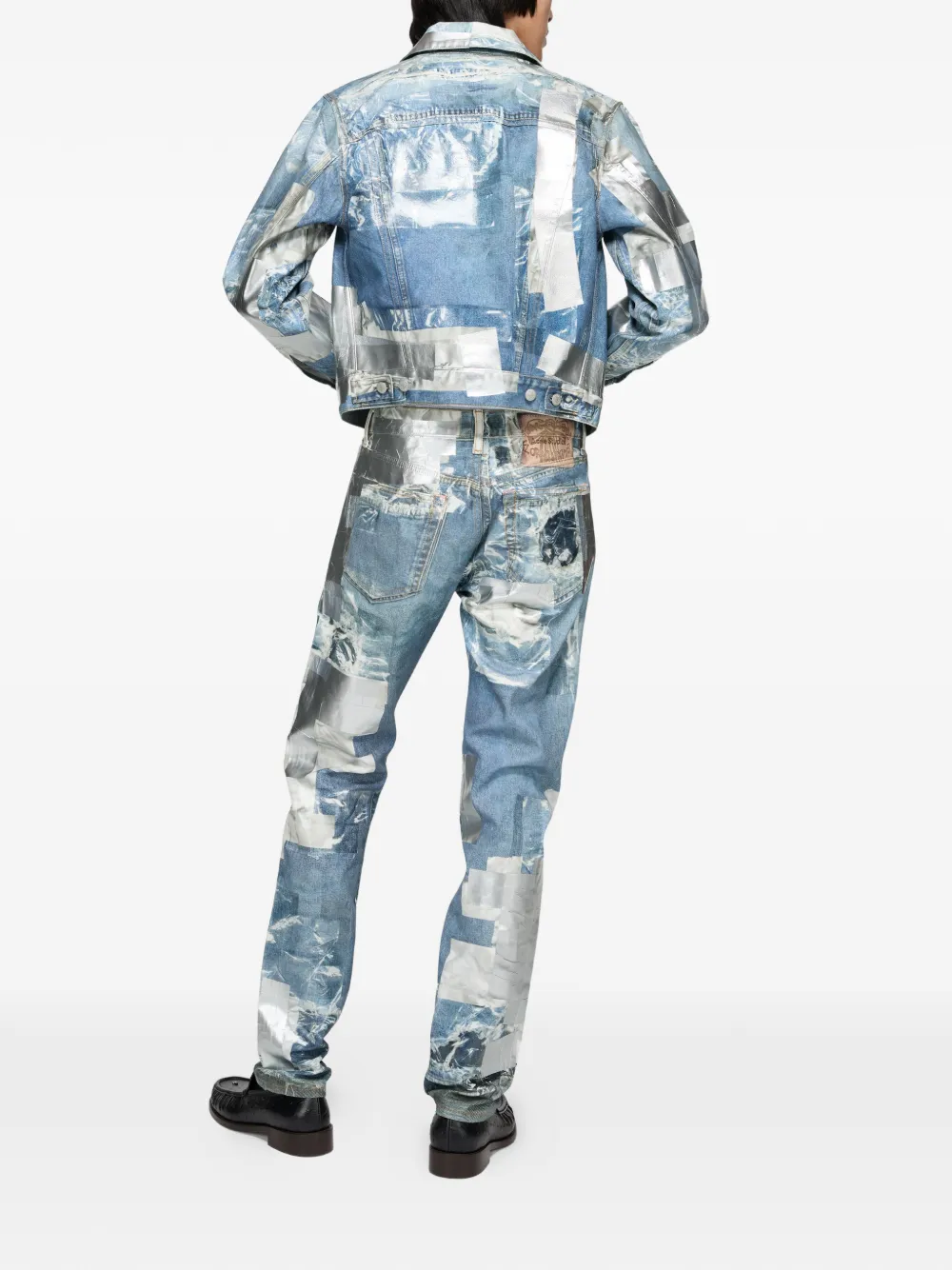  Acne Studios Jeans Dritti Con Design Patchwork - Blu 