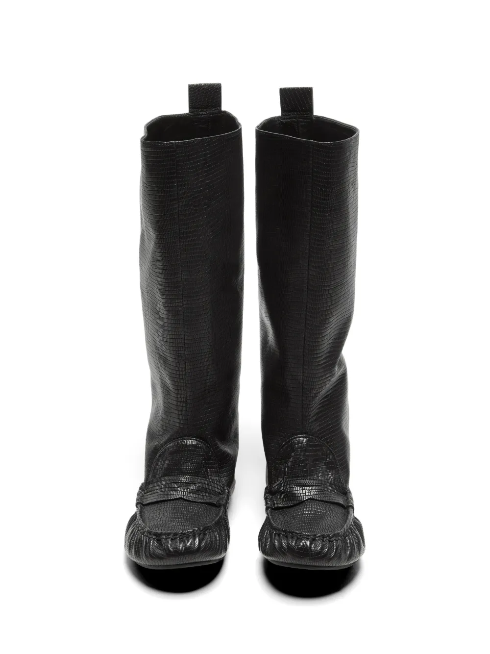 Acne Studios Slouch moccasin detail knee-high boots Zwart