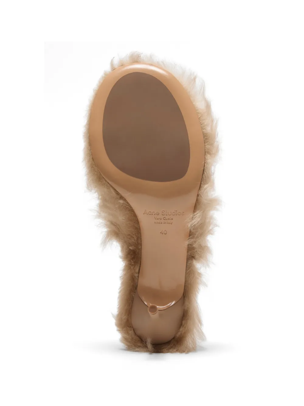 Acne Studios shearling-trimmed kitten-heel sandals Beige