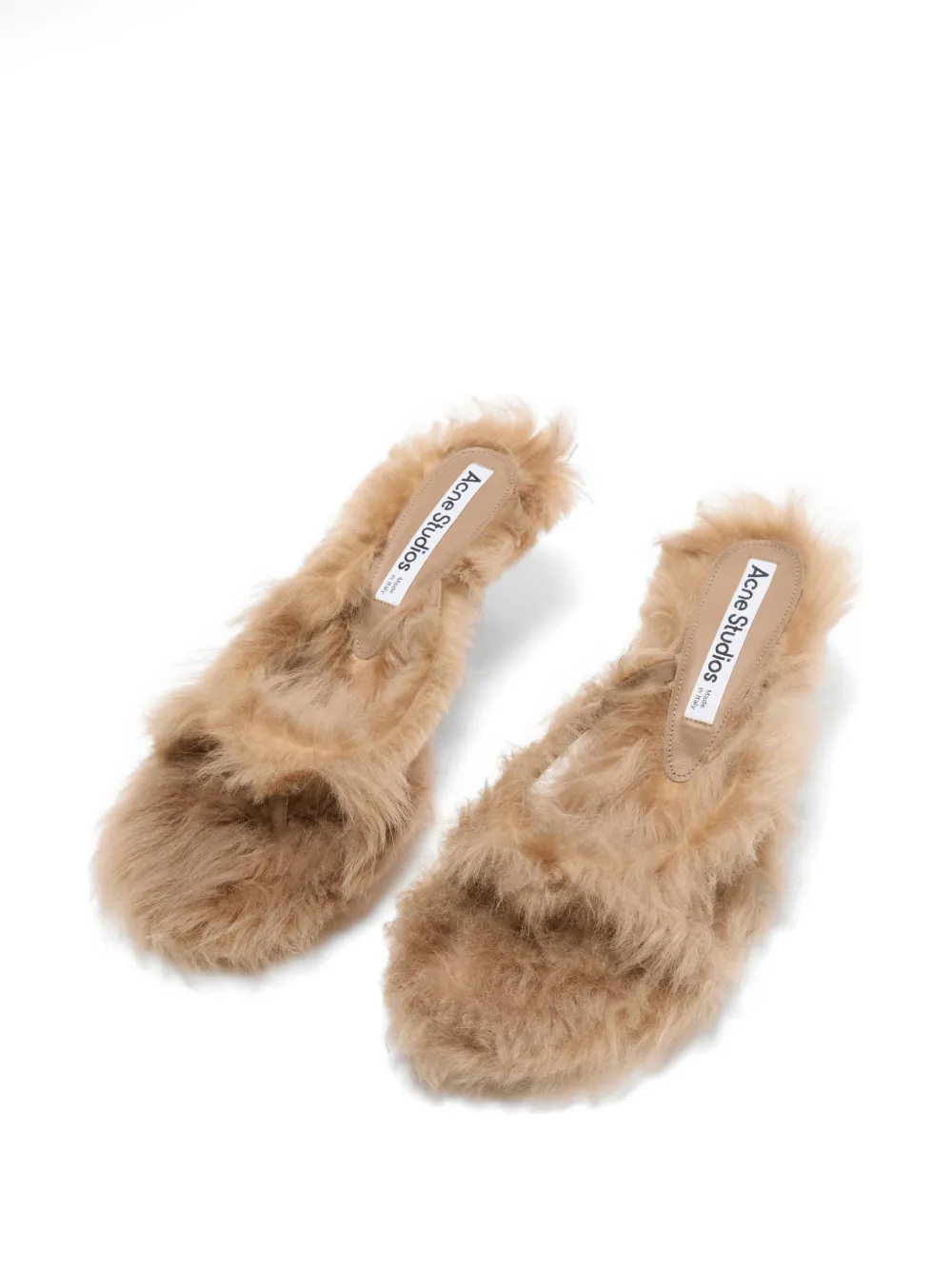 Acne Studios shearling-trimmed kitten-heel sandals Beige