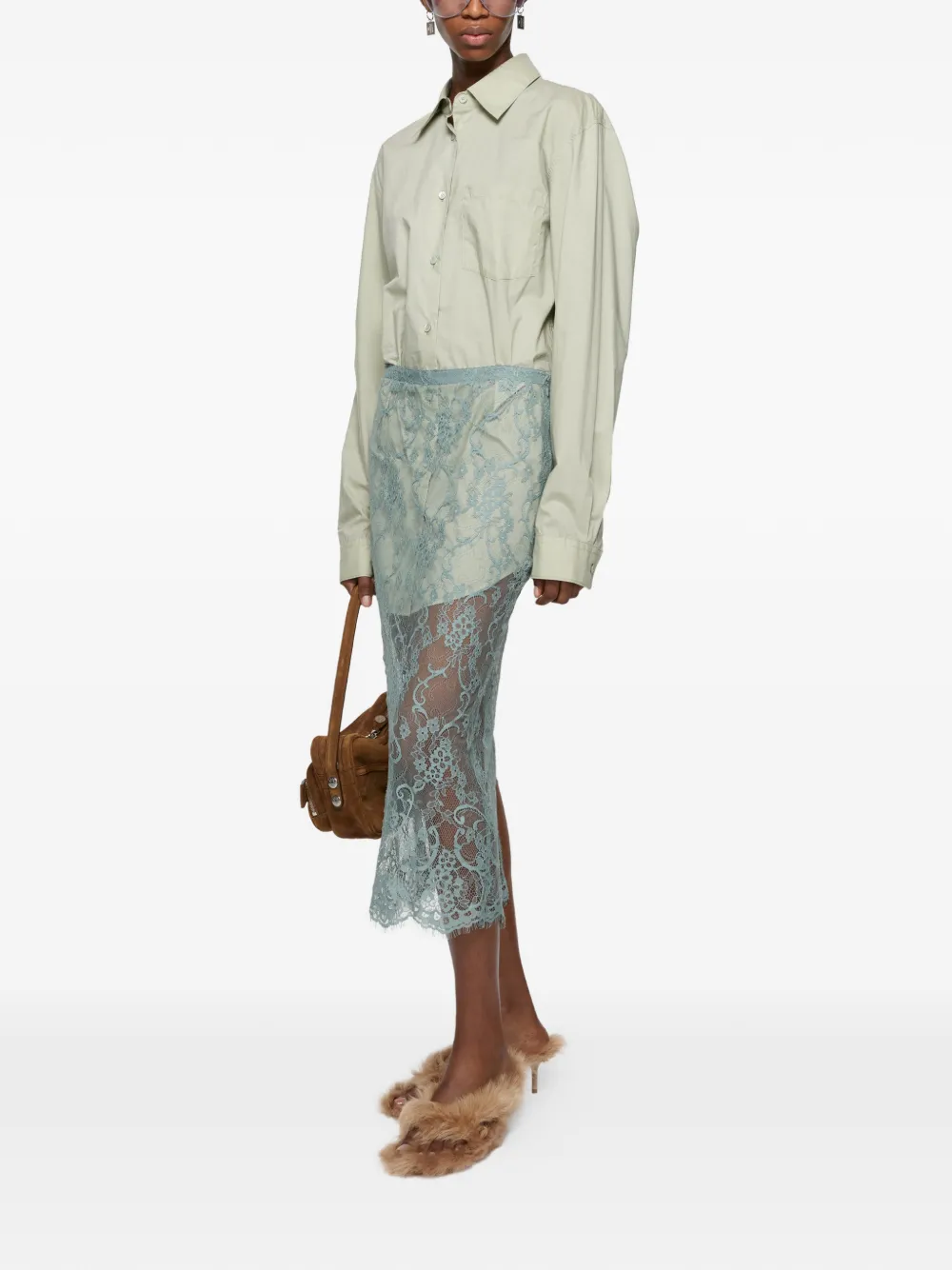 Acne Studios shearling-trimmed kitten-heel sandals Beige