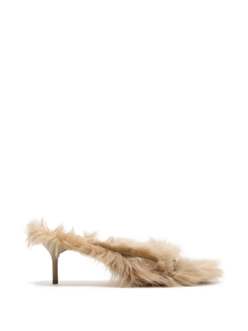 Acne Studios shearling-trimmed kitten-heel sandals Beige