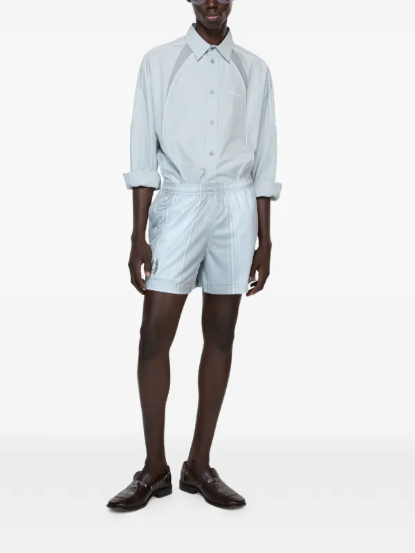 Acne Studios ストライプ ロゴショートパンツ | ブルー | FARFETCH JP