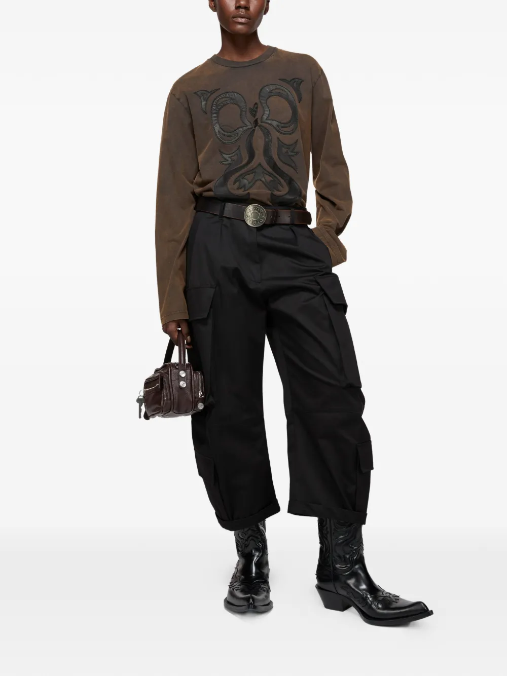 Acne Studios T-shirt met ruimvallende pasvorm en print Bruin