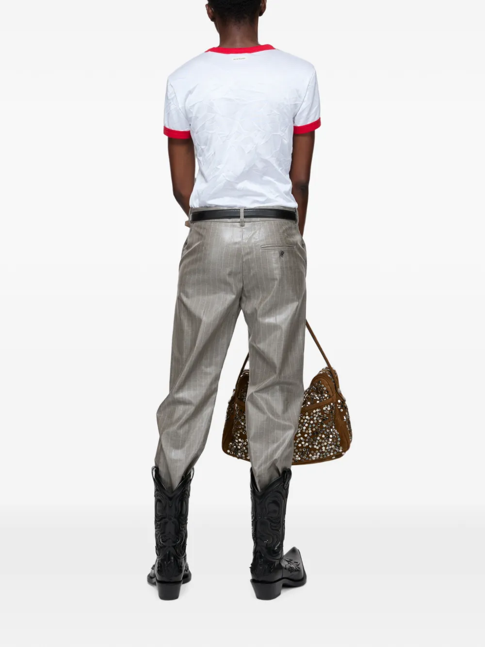 Acne Studios Gekreukt T-shirt met logo Wit