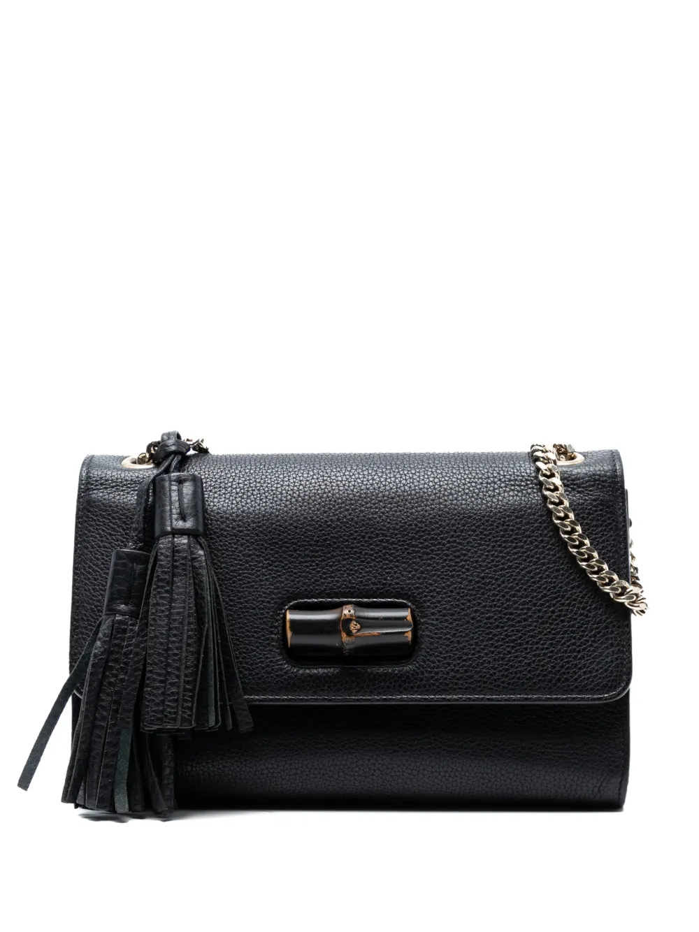 GUCCI Pre-owned 2016-2025 Medium Leather Miss Bamboo Crossbody Bag In Black