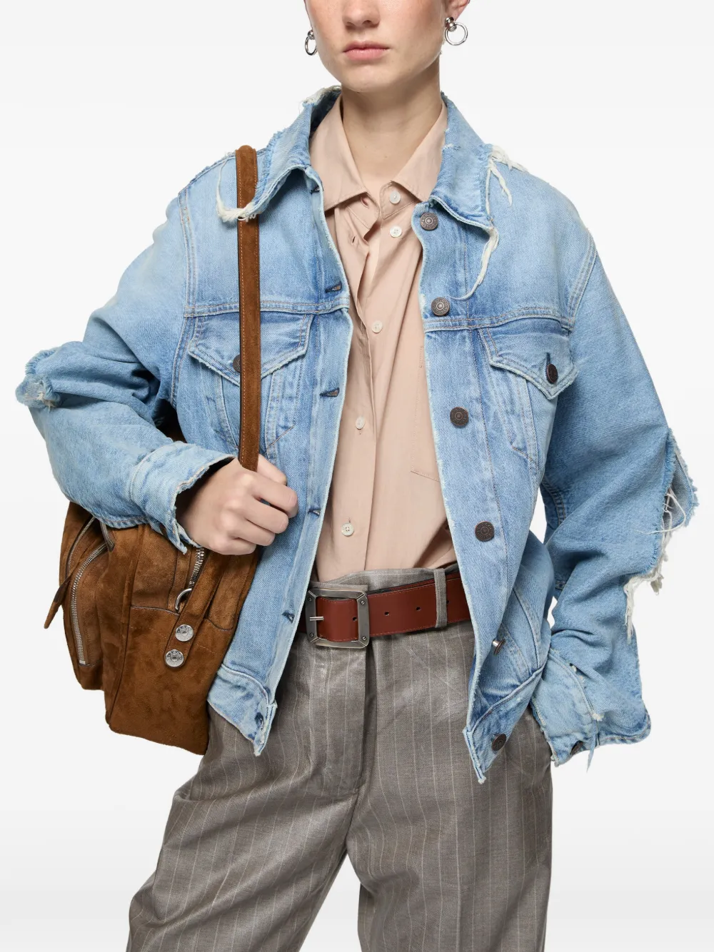 Acne Studios ダメージ ジャケット | ブルー | FARFETCH JP