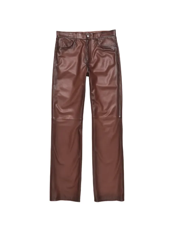 Acne Studios Faded-effect Leather Trousers in Brown
