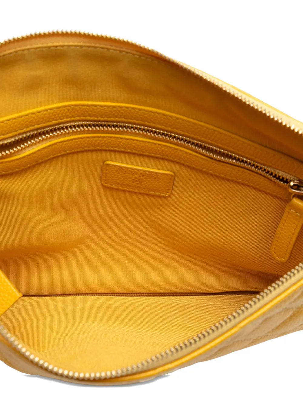 CHANEL Pre-owned 2018 Medium Quilted Caviar O Case Clutch Bag In Yellow