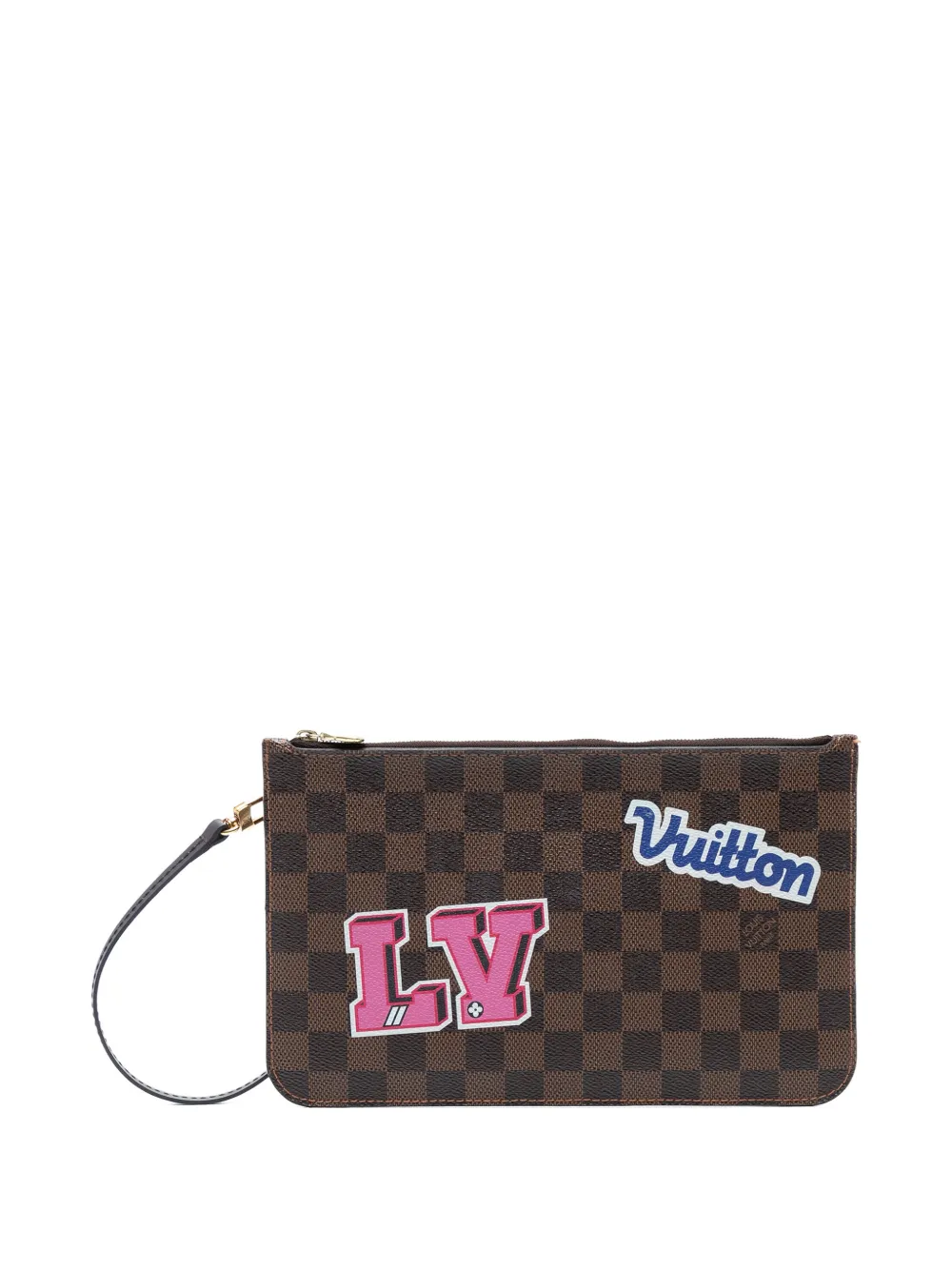 Louis Vuitton Pre-Owned 2018 Damier Ebene Travel Patches Neverfull MM pouch | Brown | Image 1