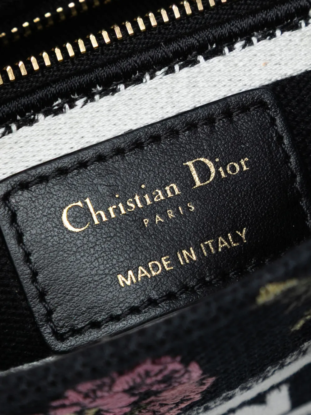Pre-owned Dior 2022 Mini Embroidered Canvas Mille Fleurs Lady D Lite Satchel In Black