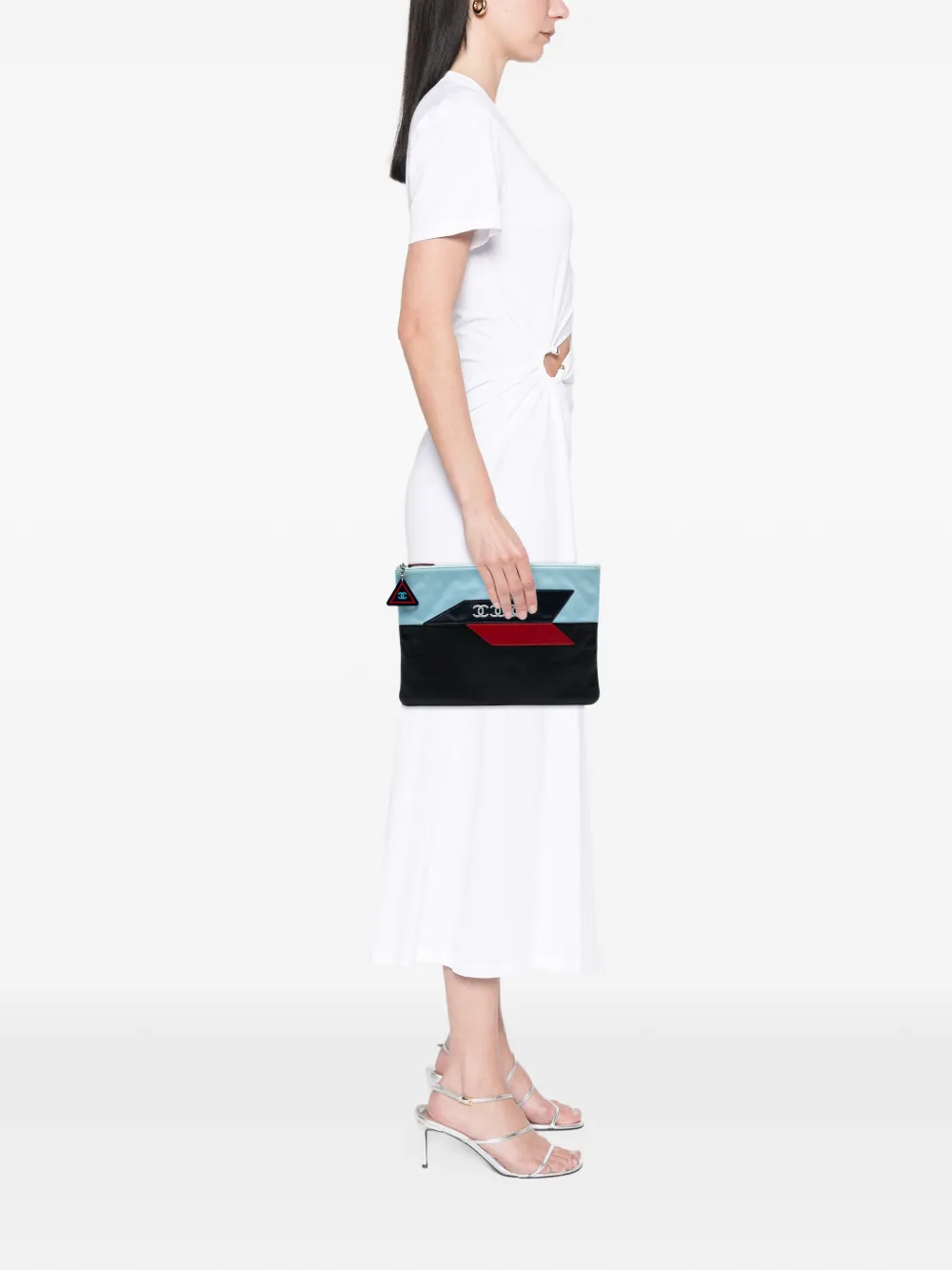 CHANEL Pre-Owned 2016-2017 Large Lambskin Airlines O Case clutch bag | Blue | Image 1