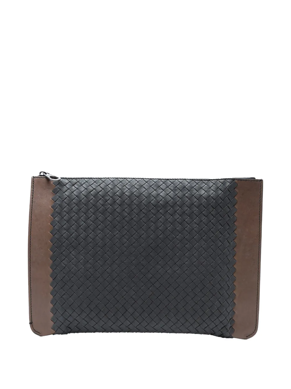Pre-owned Bottega Veneta 2012-2025 Bicolor Nappa Intrecciato Clutch Bag In Blue