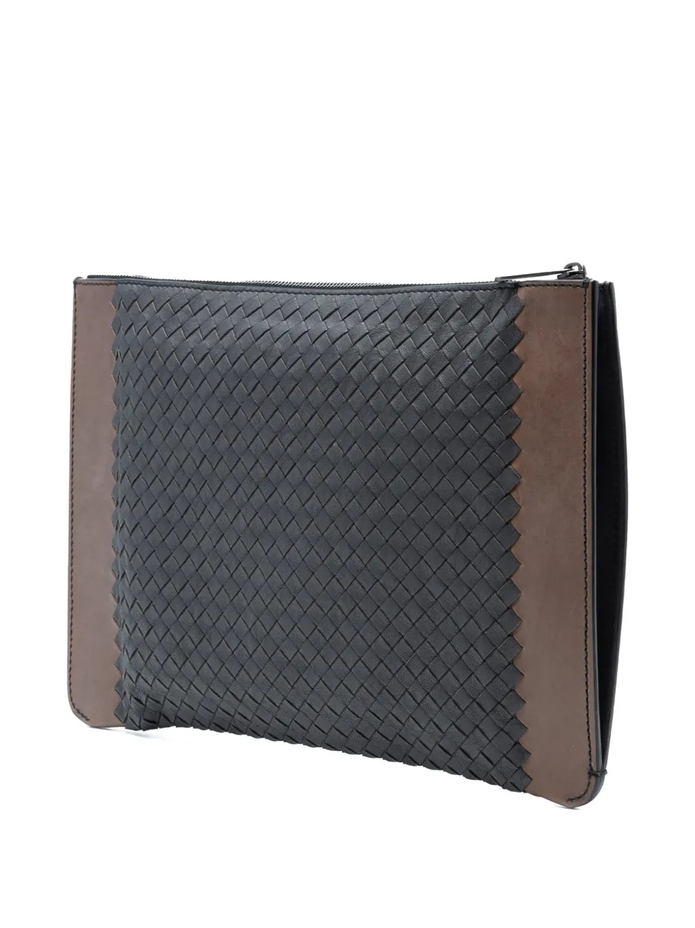 Pre-owned Bottega Veneta 2012-2025 Bicolor Nappa Intrecciato Clutch Bag In Blue