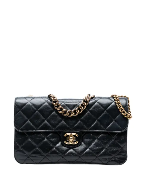 CHANEL Pre-Owned 2014-2015 Large CC Quilted Glazed Calfskin Perfect Edge Flap satchel