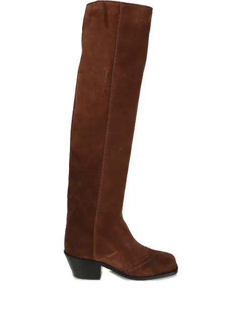 Ermanno Scervino Brogue suede over-the-knee boots