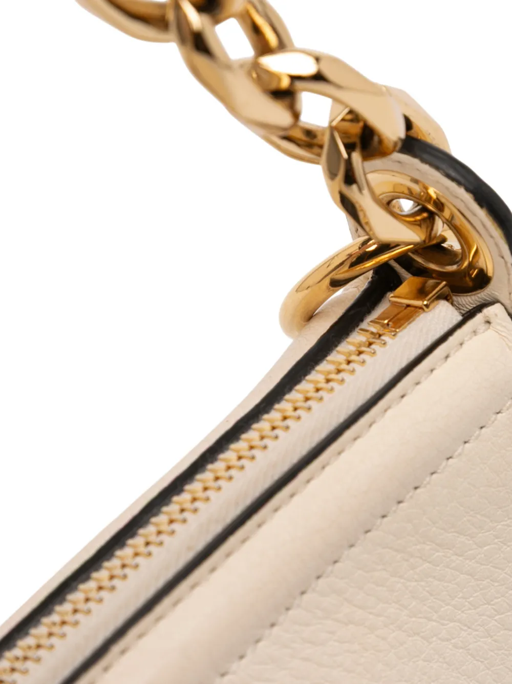 Pre-owned Valentino Garavani 2018-2025 Small Grainy Calfskin Vlogo Moon Hobo Satchel In White