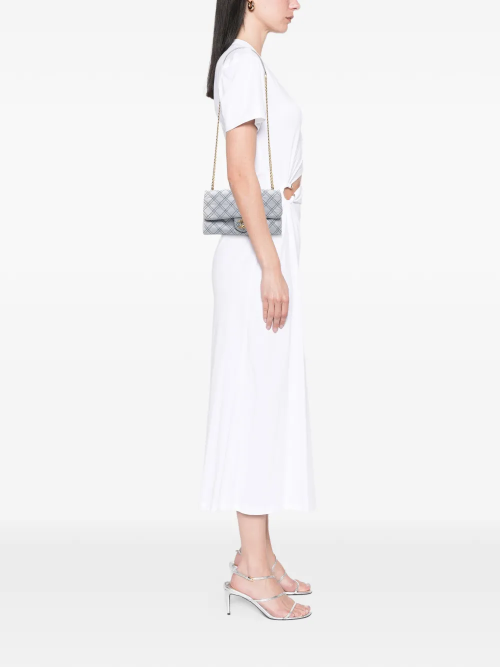 Pre-owned Chanel 2014 Medium Quilted Calfskin Triple Stitched Flap Crossbody Bag In Blue