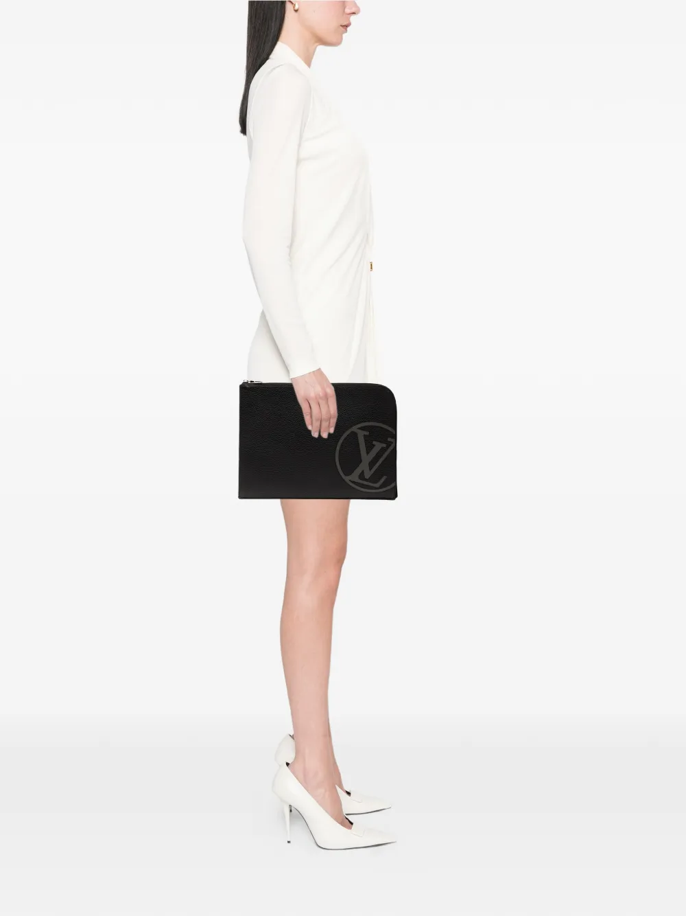 Louis Vuitton Pre-Owned 2017 Taurillon Initials Circle Pochette Jour GM clutch bag | Black | Image 1