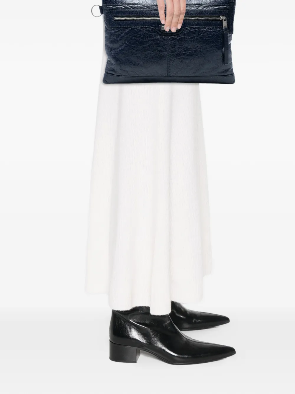 Click to view more detailed imagery on our partner's website Pre-owned Balenciaga 2014 Lambskin Motocross Classic Clip M Clutch Bag In Blue