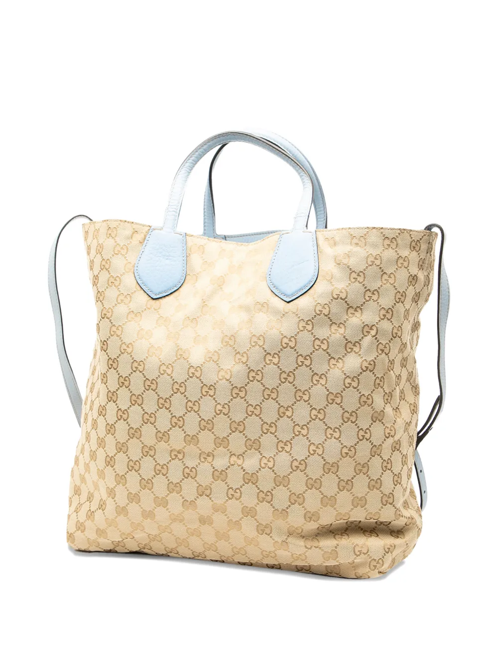 Pre-owned Gucci 2000-2015 Gg Canvas Reversible Tote Satchel In Blue