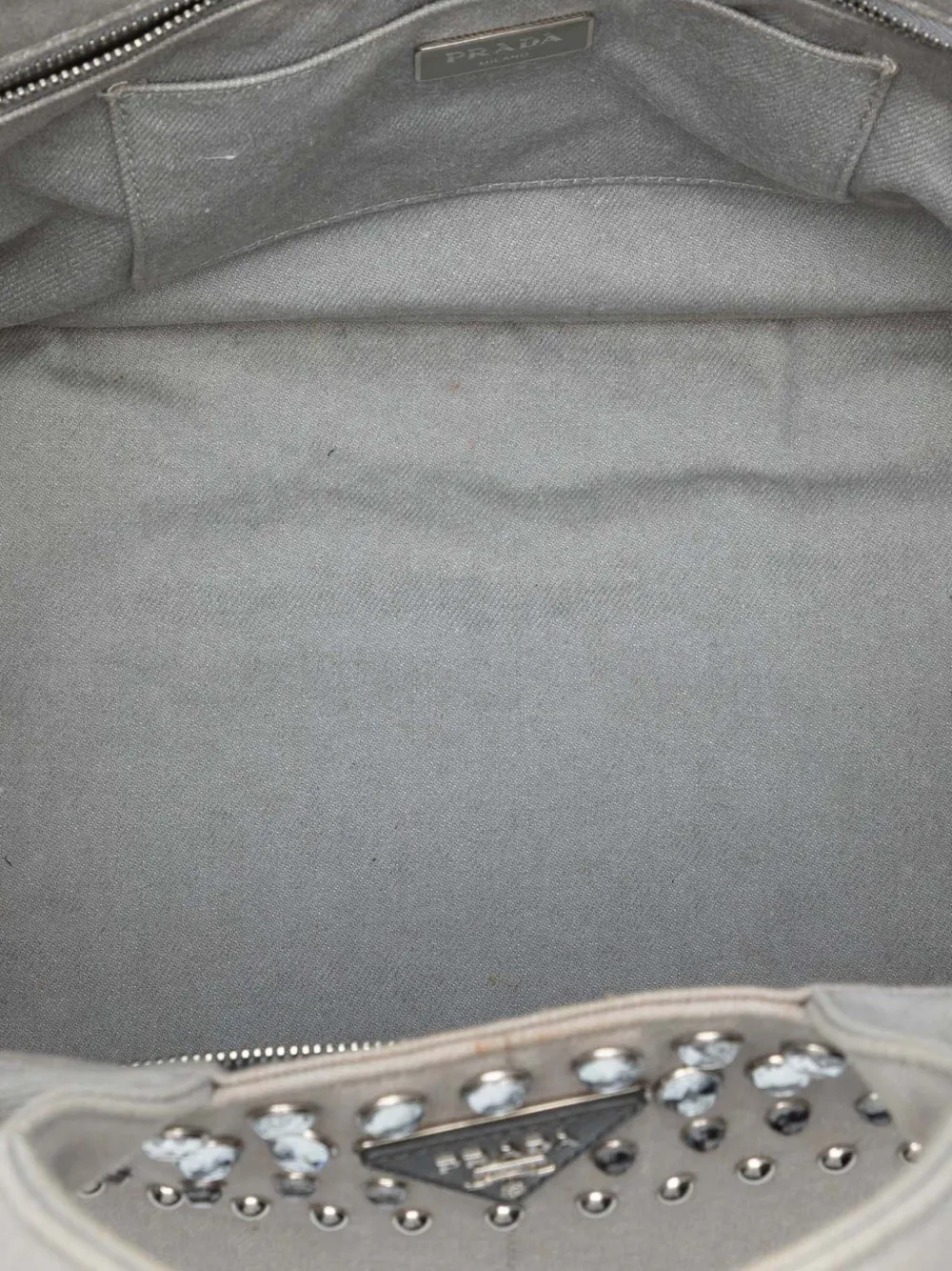 PRADA Pre-owned 2013-2025 Canvas Canapa Bijoux Satchel In Gray