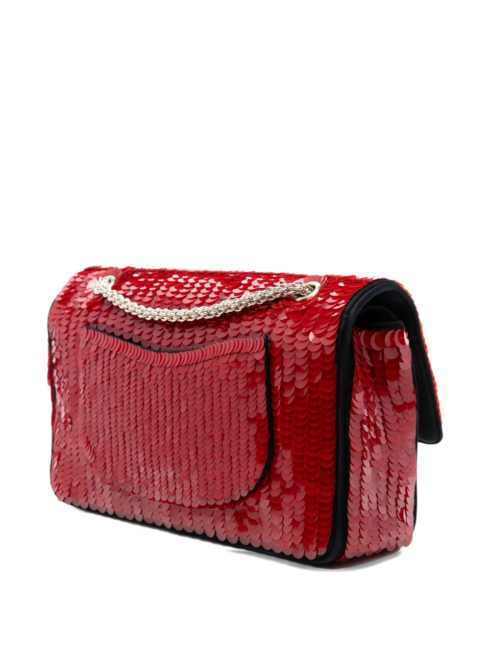 CHANEL Pre-owned 2009-2010 Paris-shanghai Medium Satin And Sequins Double Flap Shoulder Bag In Red