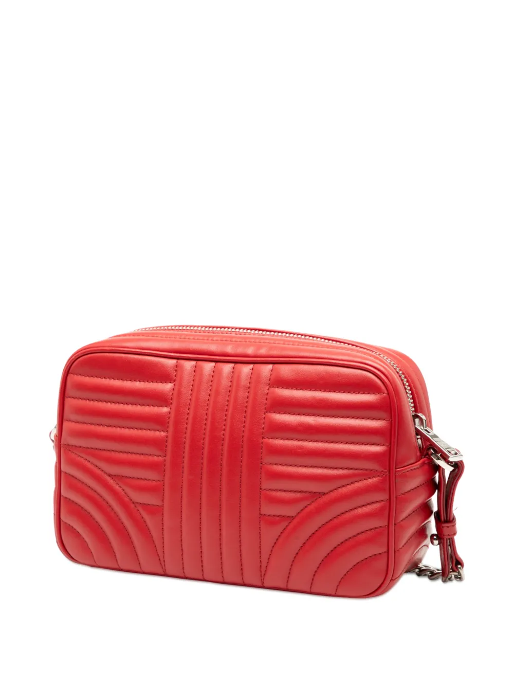 Pre-owned Prada 2010-2025 Soft Calfskin Diagramme Camera Bag Crossbody Bag In Red