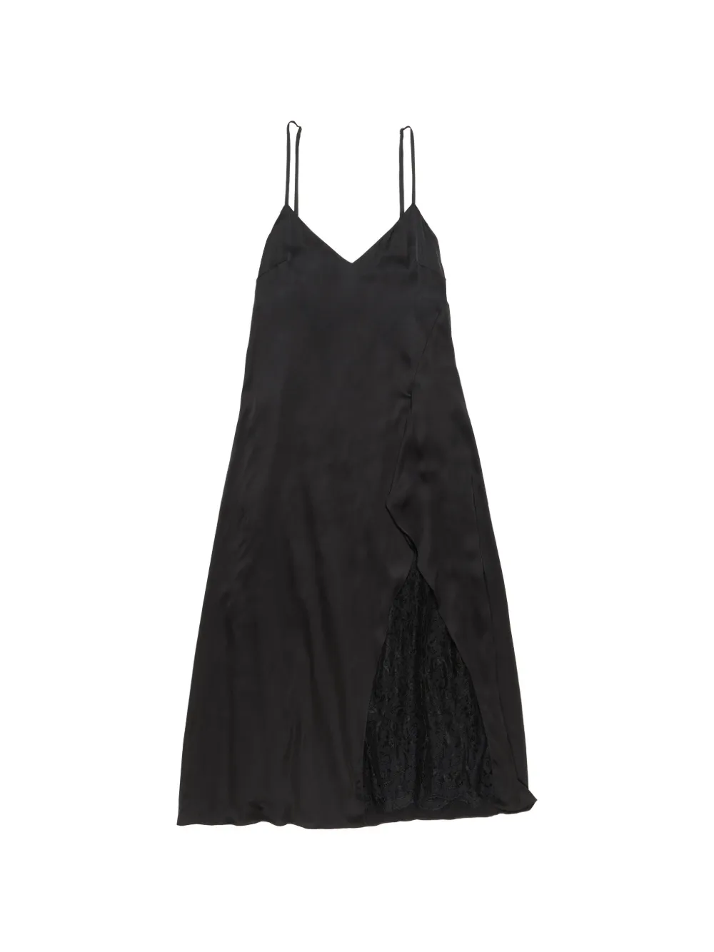 Acne Studios lace-insert V-neck midi dress - Nero