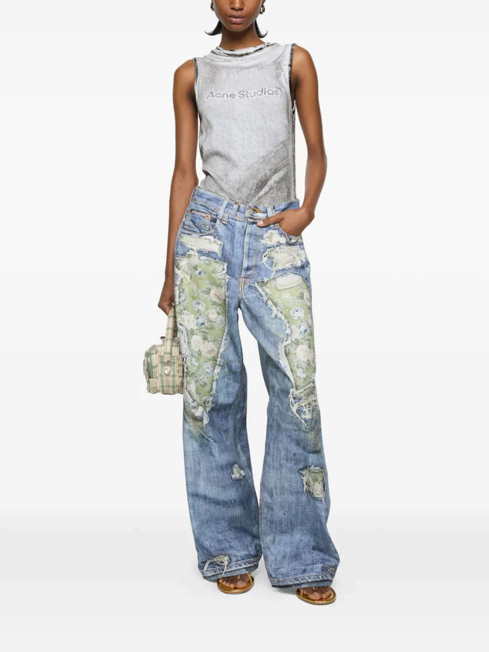 Acne Studios Layered Logo Tank Top in Grey, view 2