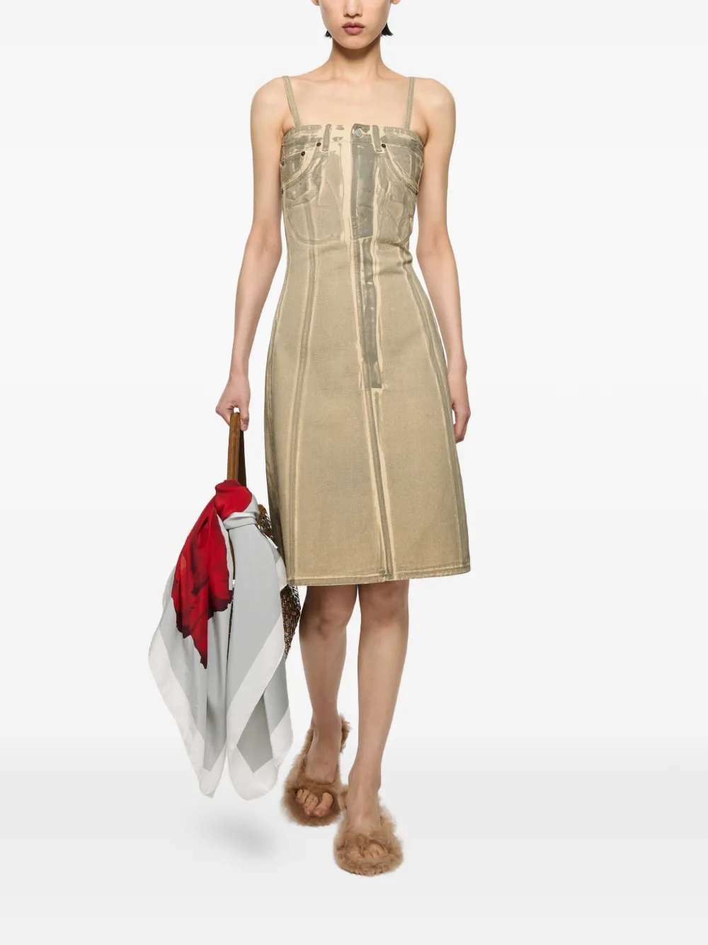 Acne Studios Mini-jurk met print Beige