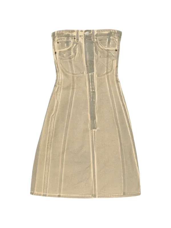 Acne Studios Printed Denim Midi Dress in Neutrals